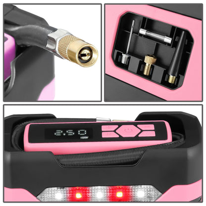 Portable Air Compressor Inflator with Car Charger - Pink