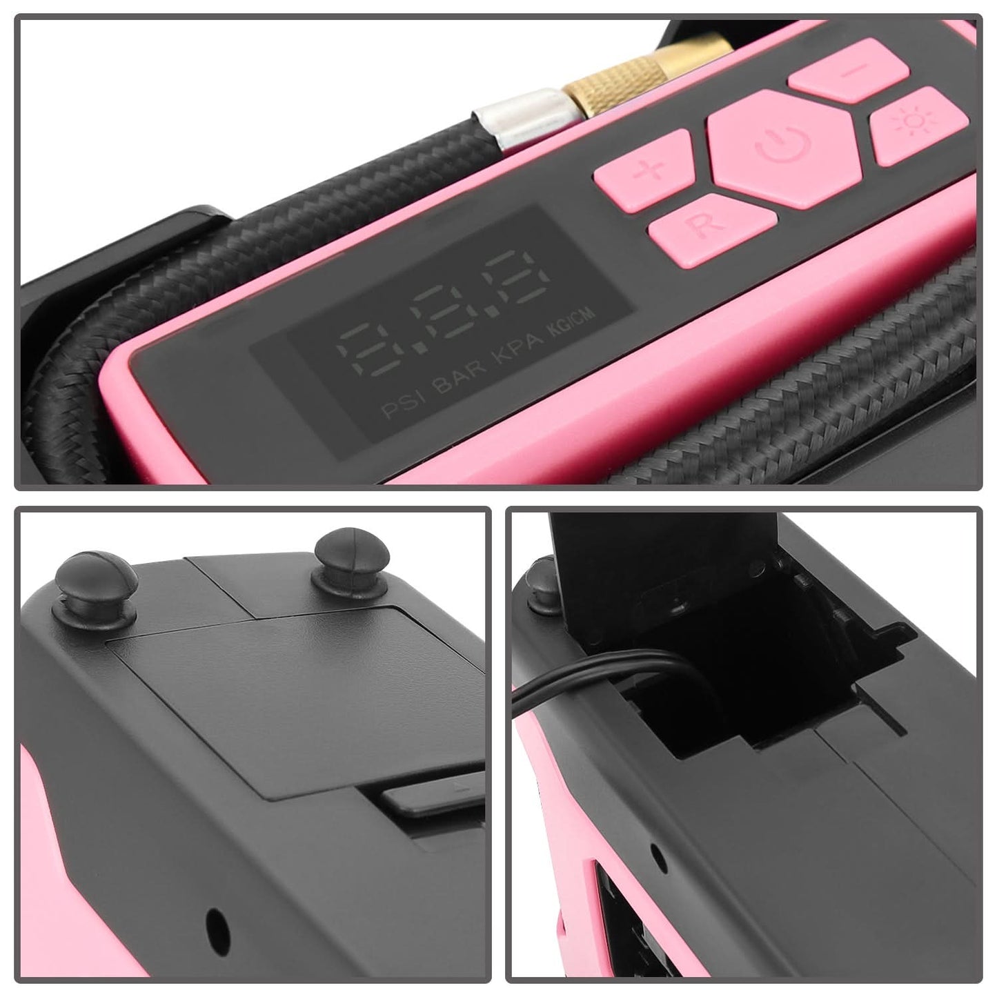 Portable Air Compressor Inflator with Car Charger - Pink