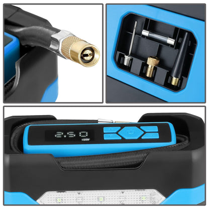 Universal Car Air Compressor & Inflator with Car Charger - Blue