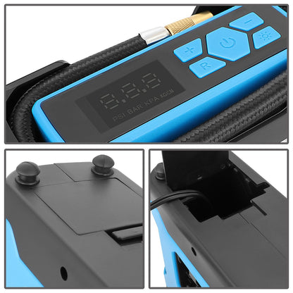 Universal Car Air Compressor & Inflator with Car Charger - Blue