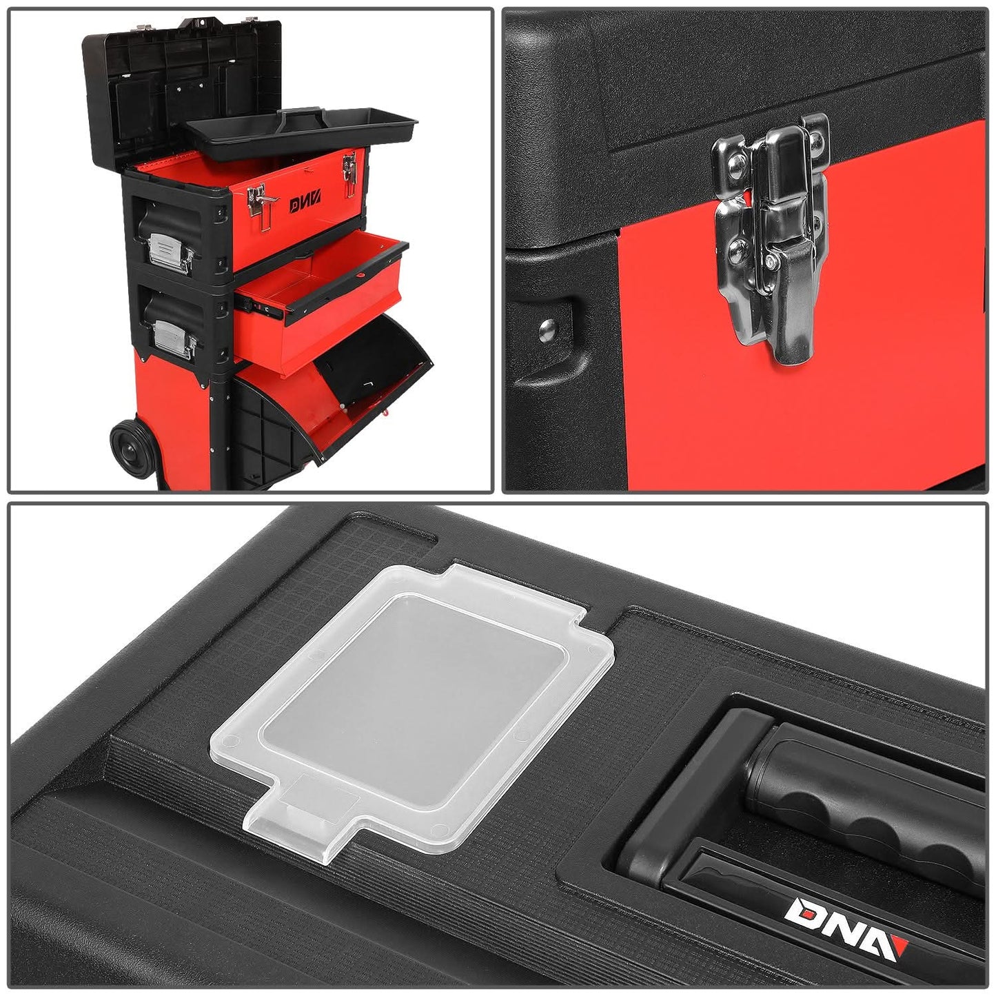 Rolling Tool Box Trolley Cart 19.5" x 28.5" x 12" Red Storage