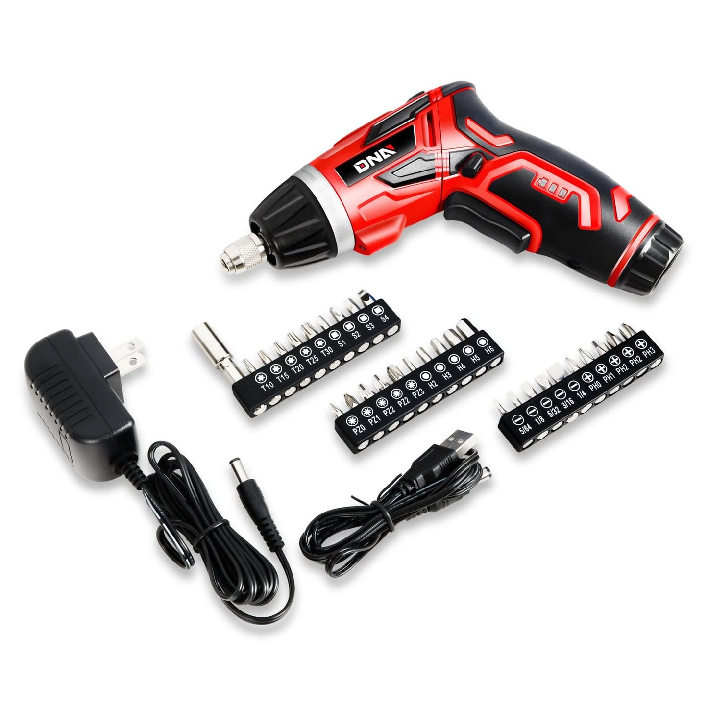 3.6V Cordless Screwdriver with LED Work Light - Red