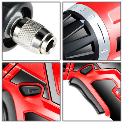 3.6V Cordless Screwdriver with LED Work Light - Red