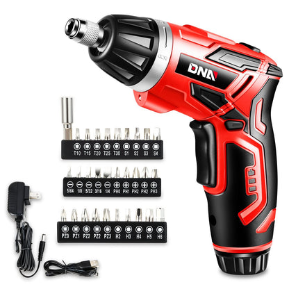 3.6V Cordless Screwdriver with LED Work Light - Red