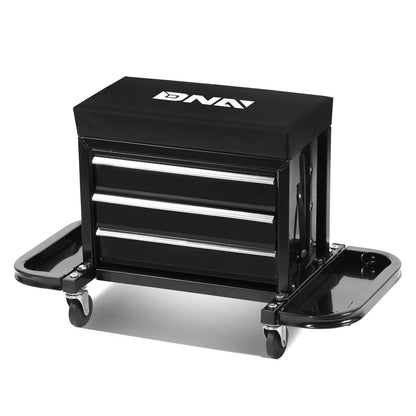 3 Drawer Rolling Mechanics Seat - Black
