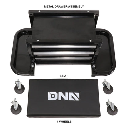 3 Drawer Rolling Mechanics Seat - Black