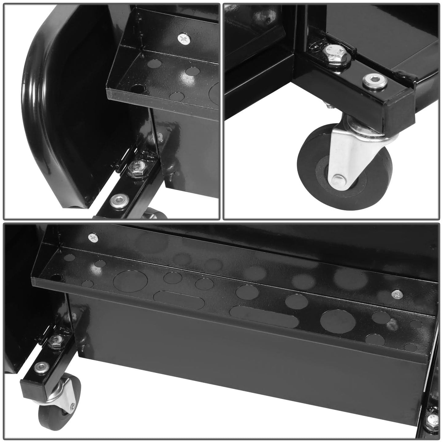 3 Drawer Rolling Mechanics Seat - Black