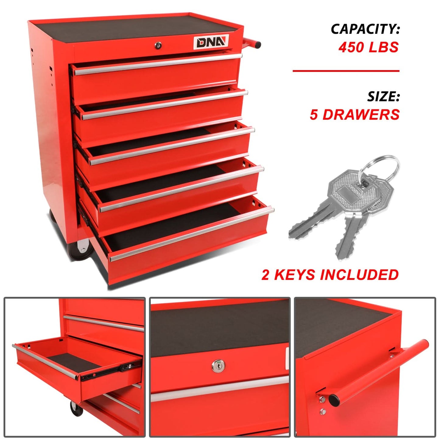 5 Drawer Plastic Roller Cabinet Tool Storage