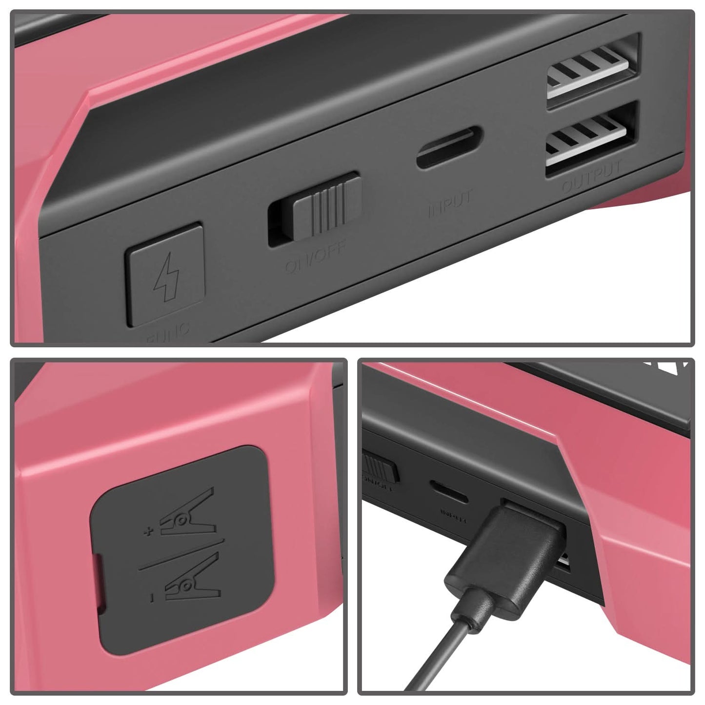 12V 1500A 15000mAh Jump Starter - Pink