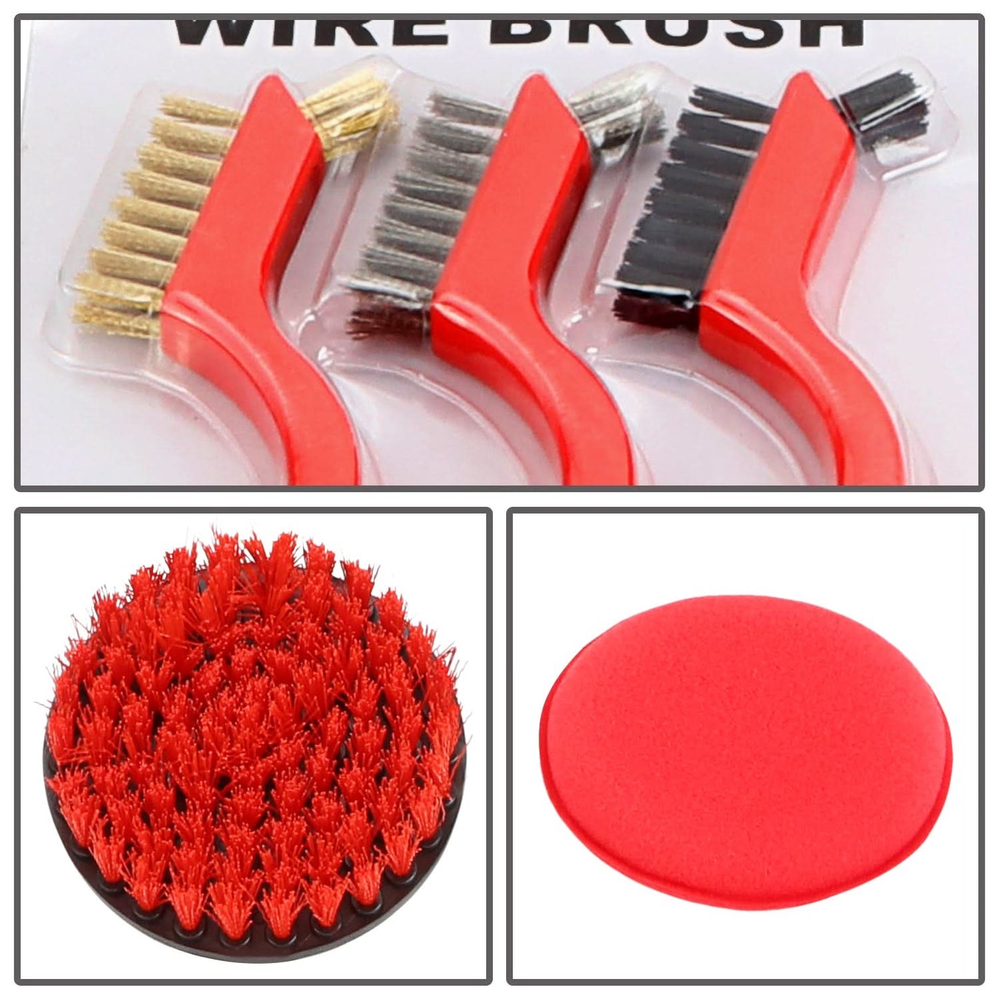 19-Piece Car Detailing Brush Set - Red