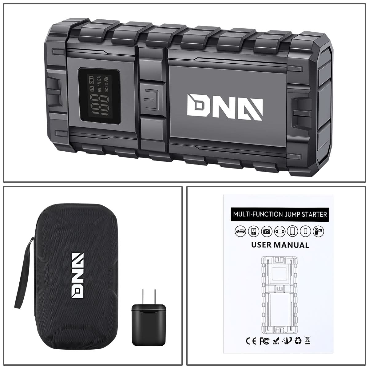 12000mAh Multi-Function Jump Starter - Black