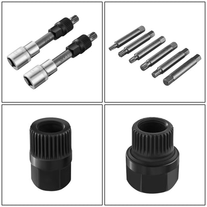 13PC Alternator Freewheel Pulley Removal Set Tool Kit