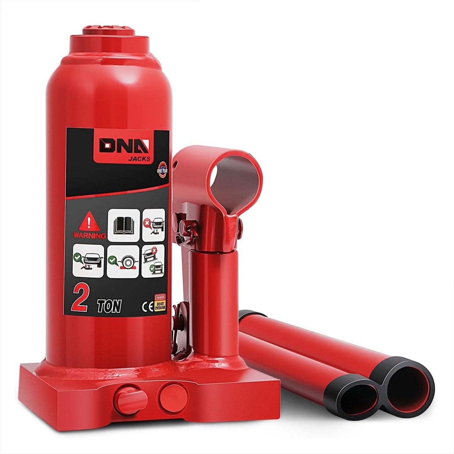 2 Ton Automotive Welded Bottle Jack - Red