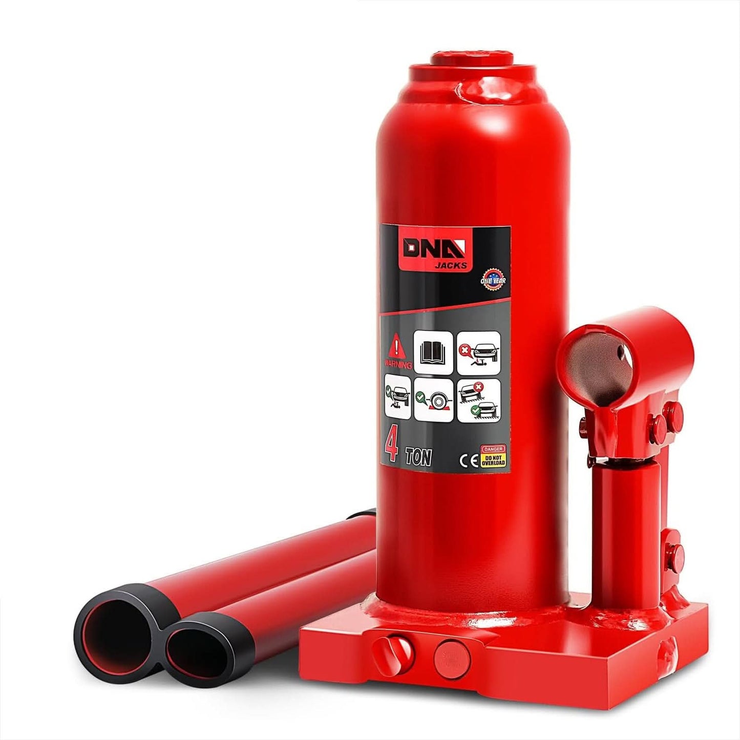 4 Ton Welded Bottle Jack - Red