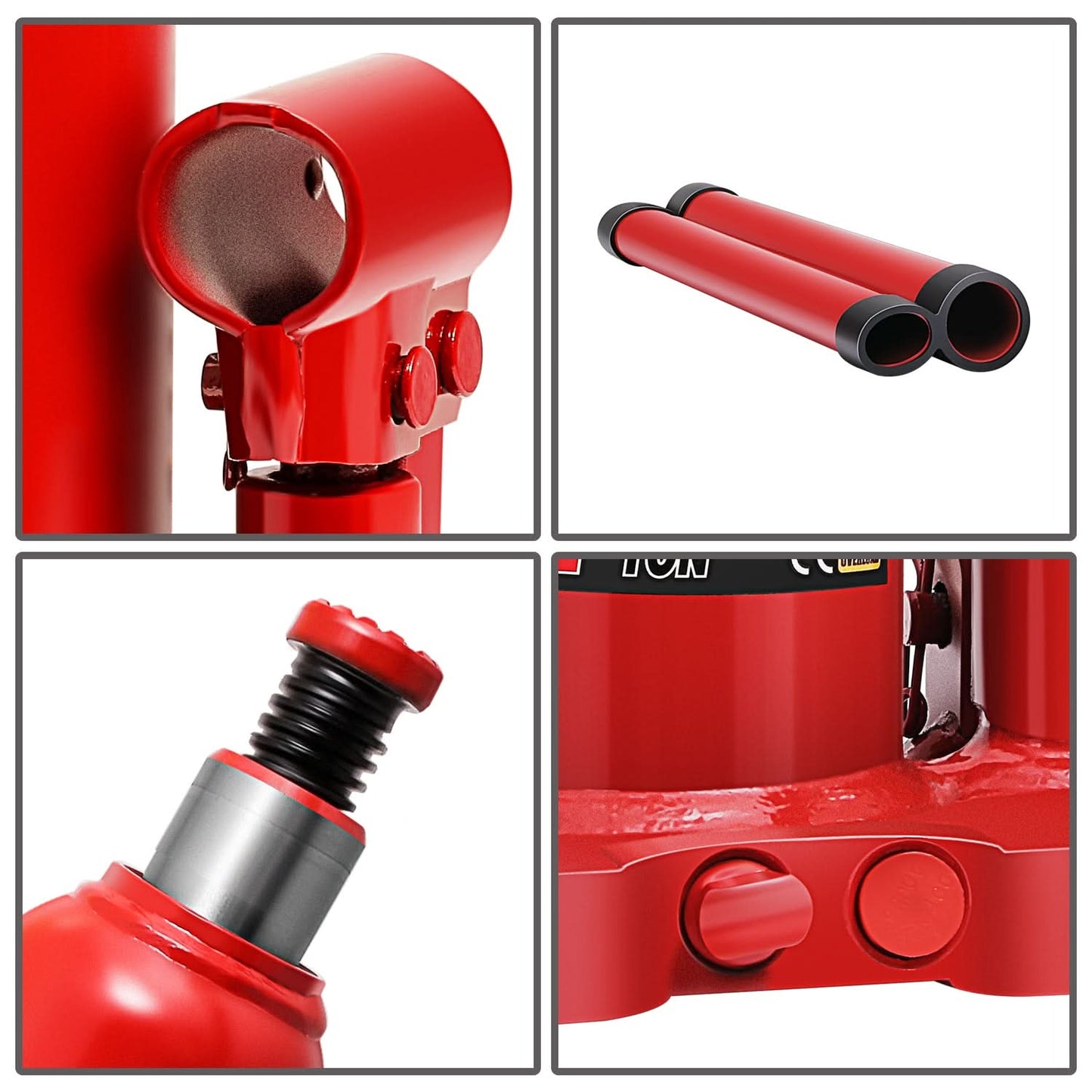 Automotive Welded Bottle Jack - 6 Ton Capacity Red