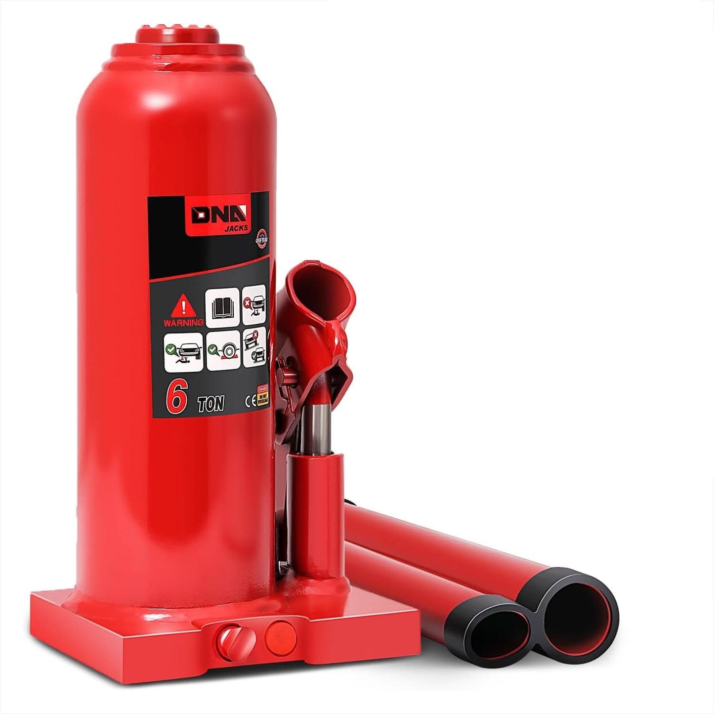Automotive Welded Bottle Jack - 6 Ton Capacity Red