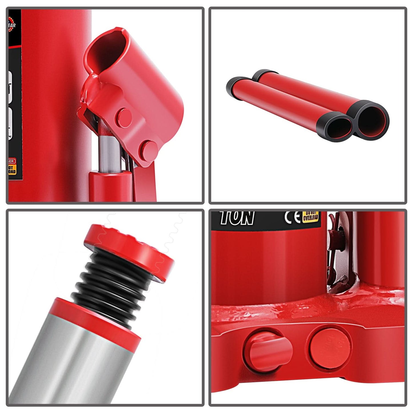 8 Ton Automotive Welded Bottle Jack - Red