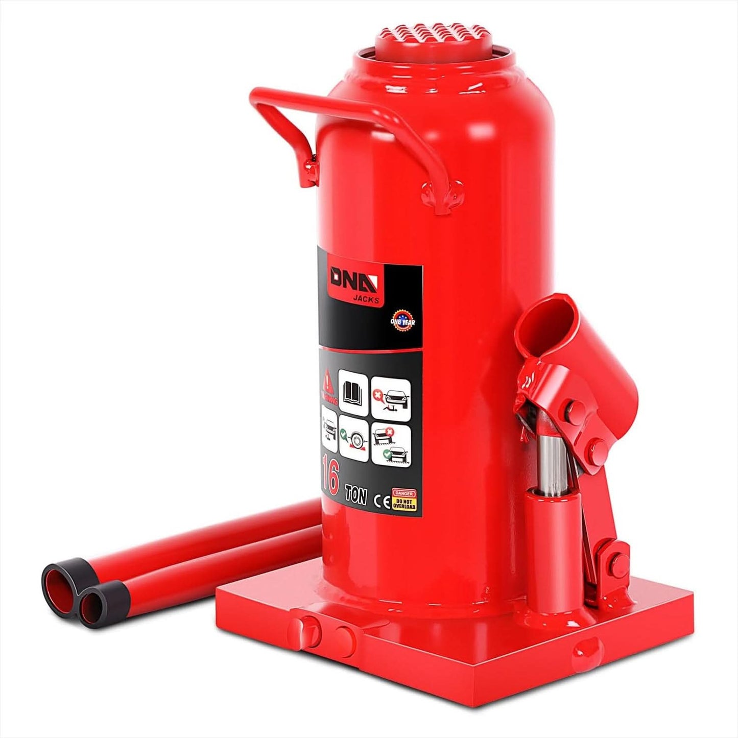 16 Ton Automotive Welded Bottle Jack - Red