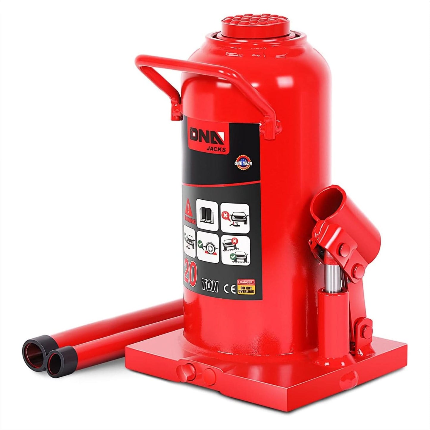 20 Ton Welded Bottle Jack - Red