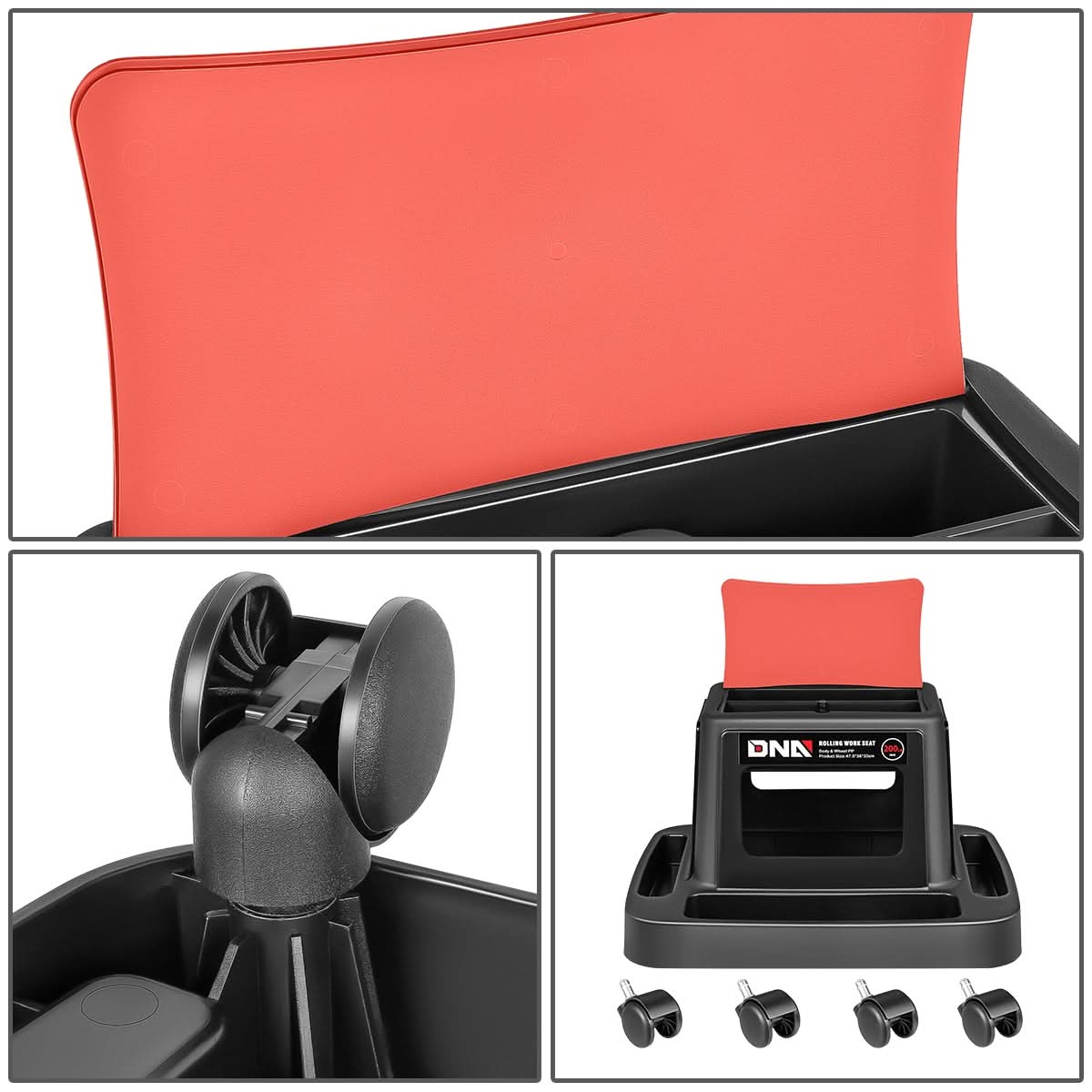 Mobile Plastic Tool Seat - Red