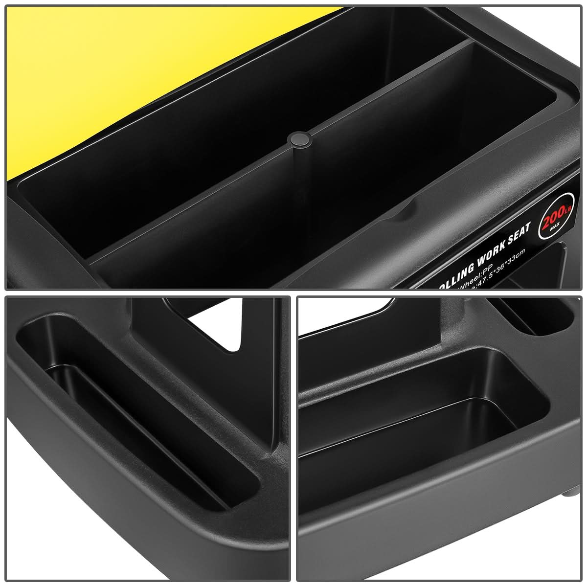 Mobile Plastic Tool Seat - Yellow