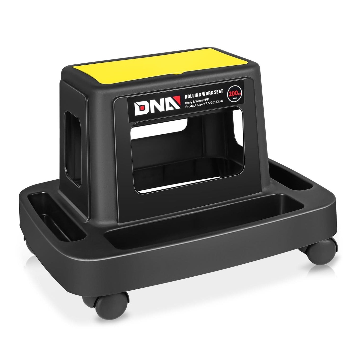 Mobile Plastic Tool Seat - Yellow