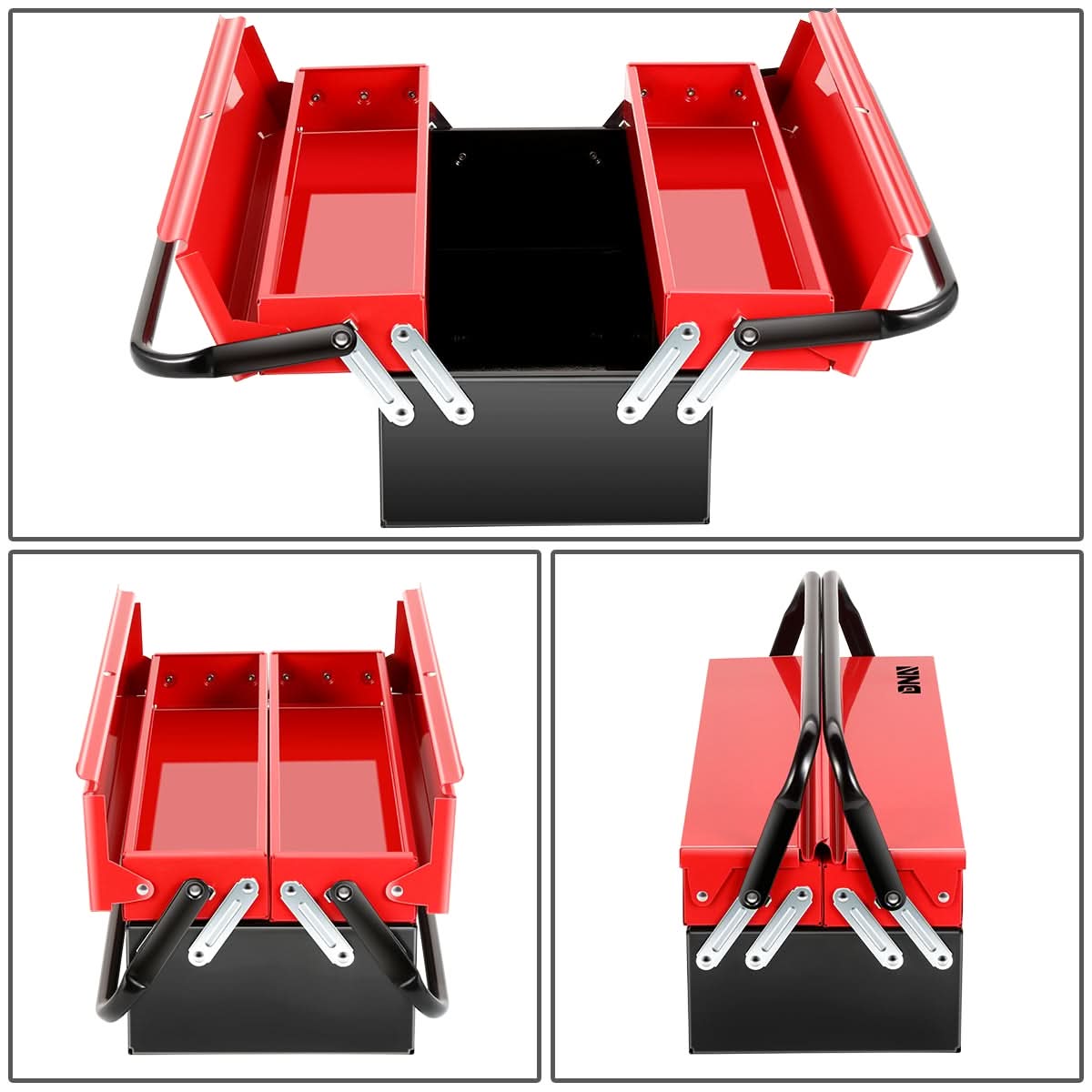 18" 2-Level Fold Tool Box with 3 Organizer Drawers