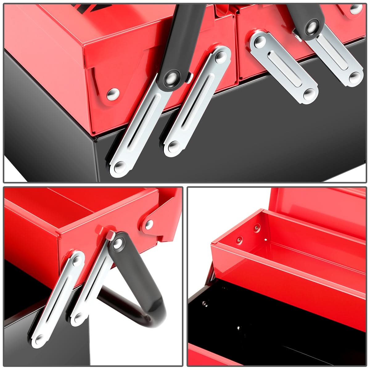 18" 2-Level Fold Tool Box with 3 Organizer Drawers
