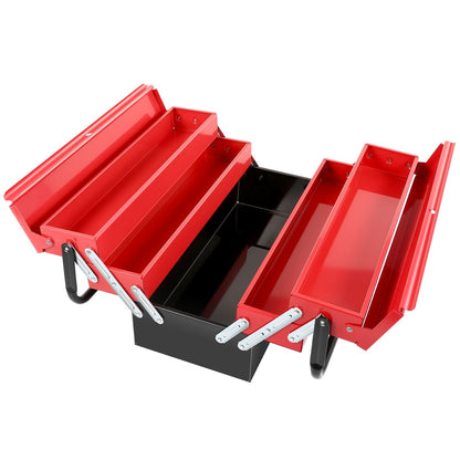 18" 3-Level Folding Tool Box with 5 Organizer Drawers