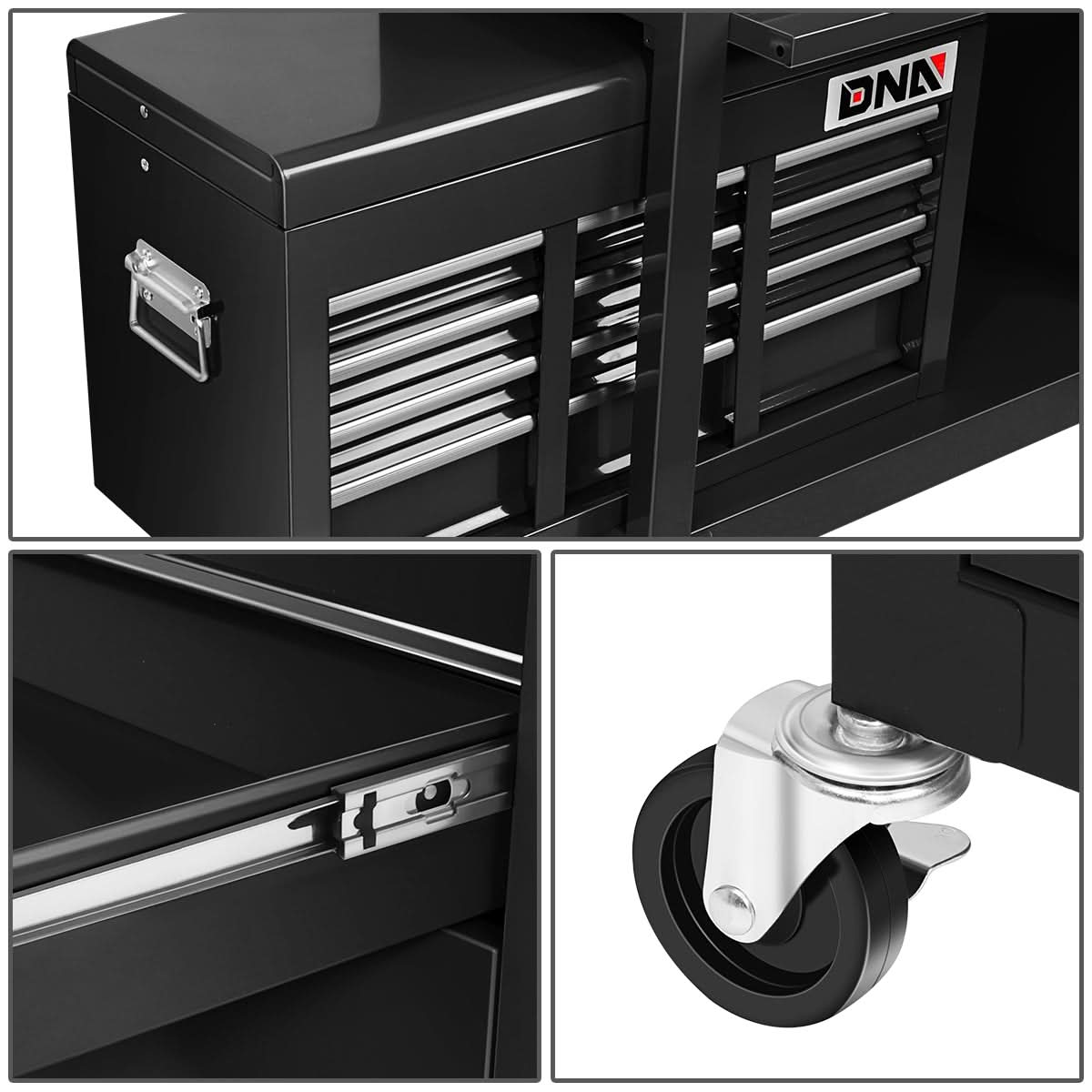 2-Piece Combination Tool Roller Cabinet Set - Black