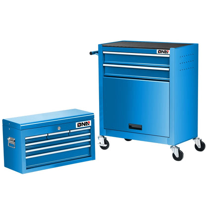 2-Piece Rolling Tool Cabinet Combo Set - Blue