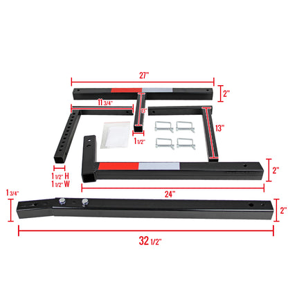 Universal Black Steel Adjustable Truck Bed 2" Hitch Extender