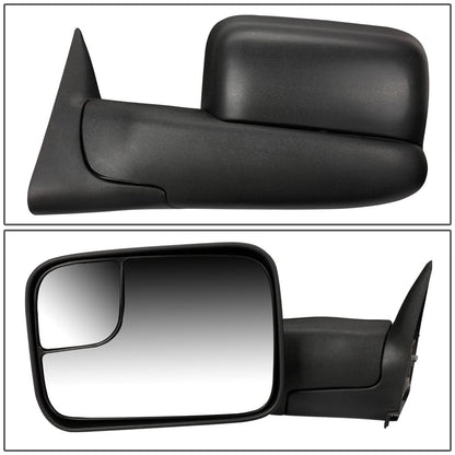 94-02 Dodge Ram Manual Towing Mirrors - Black Pair