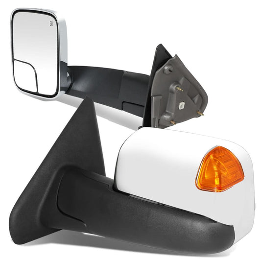 02-09 Dodge Ram Towing Mirrors Pair Powered Heated Chrome Signal