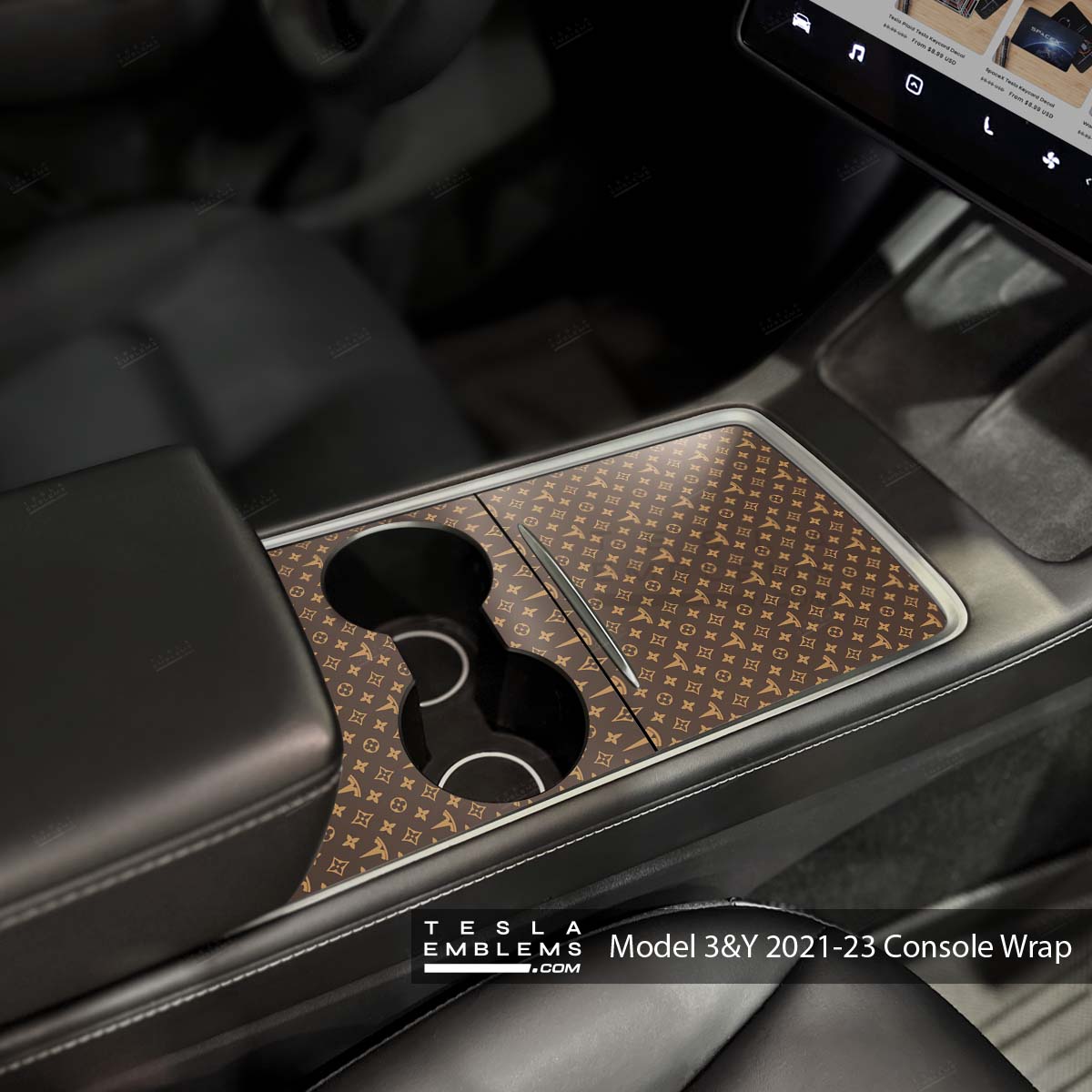 Designer LV Pattern Tesla Edition | Tesla Center Console Wrap Kit | Model Y '21-25
