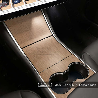 White Ash Stock Tesla Woodgrain | Tesla Center Console Wrap Kit | Model Y ’19-20