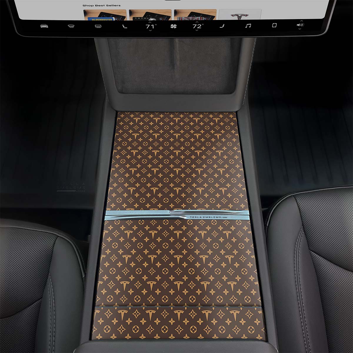 Designer LV Pattern Tesla Edition | Tesla Center Console Wrap Kit | Model Y 2026