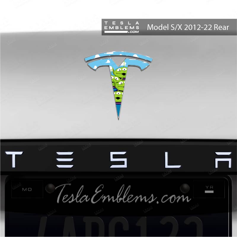 Toy Story Aliens Tesla Emblem Decals (Front + Back) | Model S