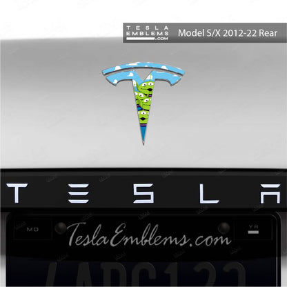 Toy Story Aliens Tesla Emblem Decals (Front + Back) | Model S
