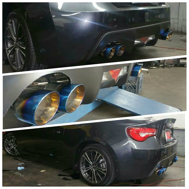 Tsudo Universal Quad 3.5 Inch Staggered Stainless Steel Muffler Exhaust Tips Polished