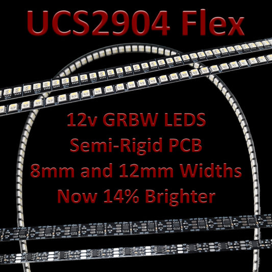UCS2904 Flex, RGBW Flow Series Strips on Semi-Rigid PCB