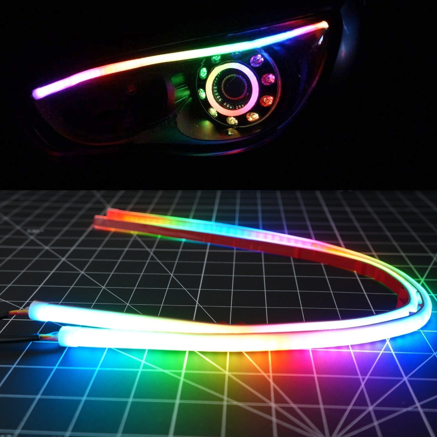 Universal Flexible DRL Tube Diffused Strips | Multicolor