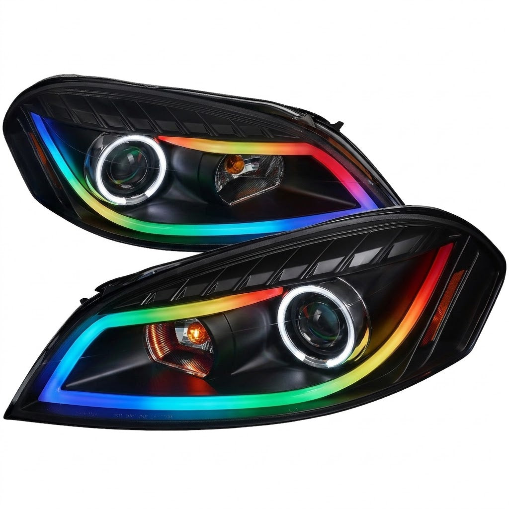NTXGLOW RGB black headlights (2006–2013 Chevrolet Impala / 2014–2015 Impala Limited / 2006–2007 Monte Carlo)