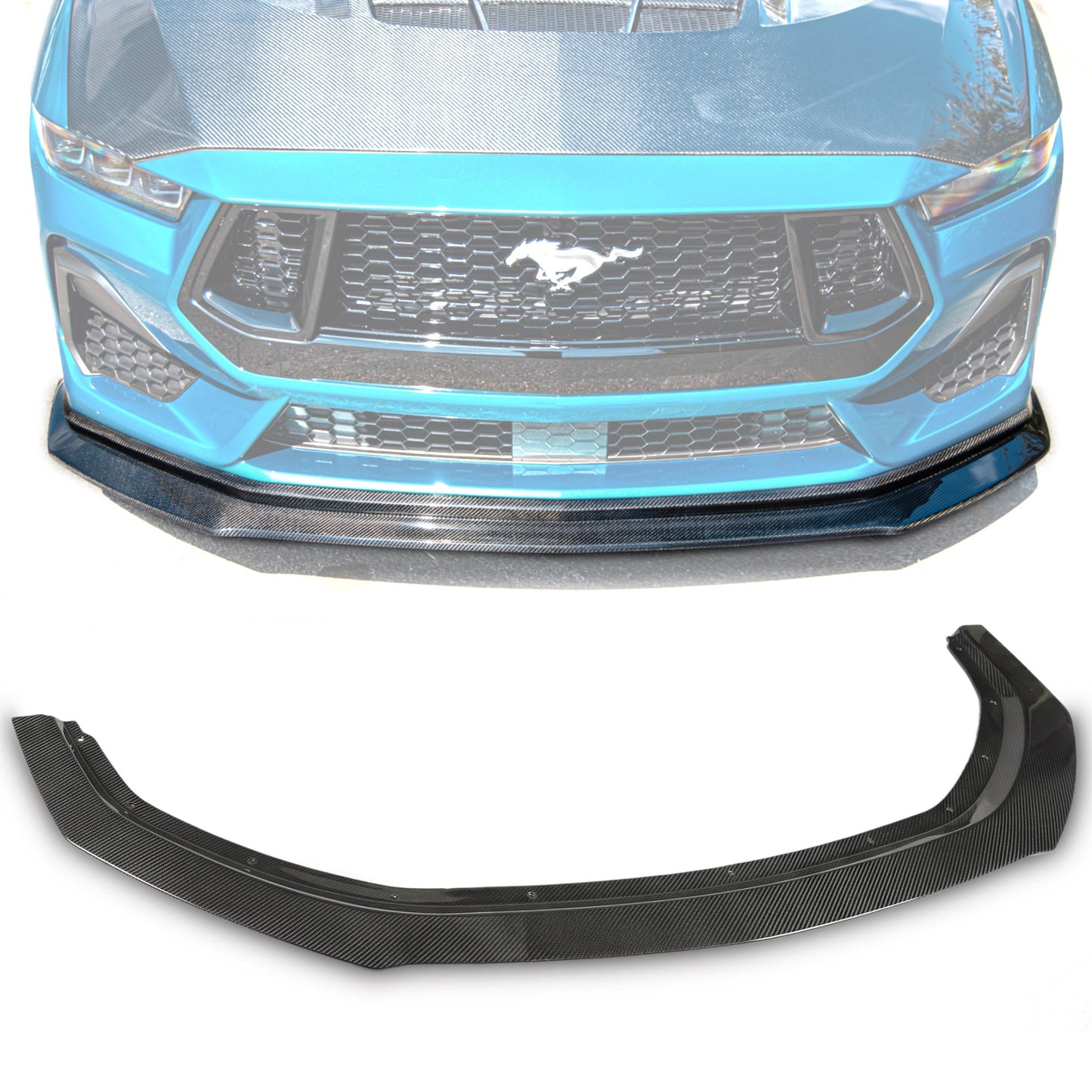 2024-2026 Mustang EcoBoost/GT S650 Type-OE Carbon Fiber Double Sided Lower Chin Splitter