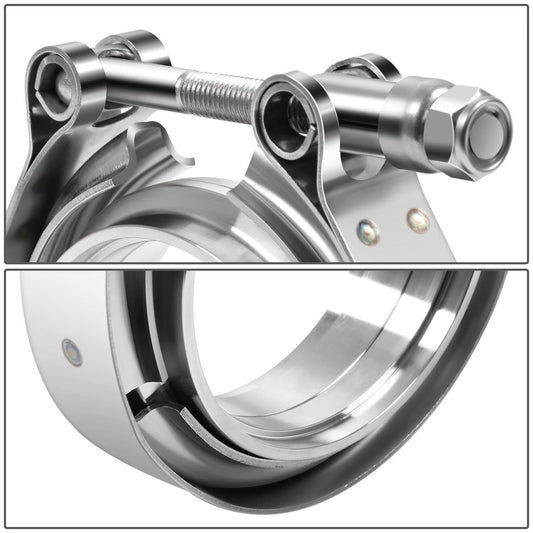3" V-Band Clamp Set Stainless Steel Exhaust Flanges 2-Piece Kit