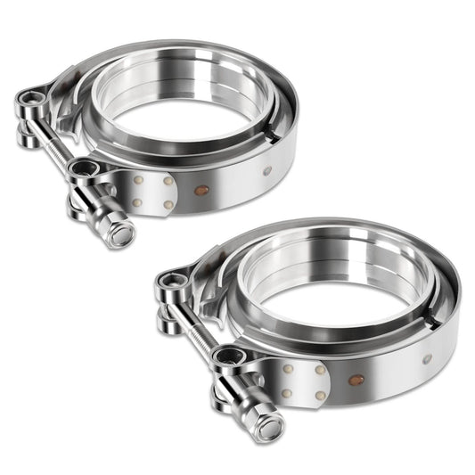 3" V-Band Clamp Set Stainless Steel Exhaust Flanges 2-Piece Kit