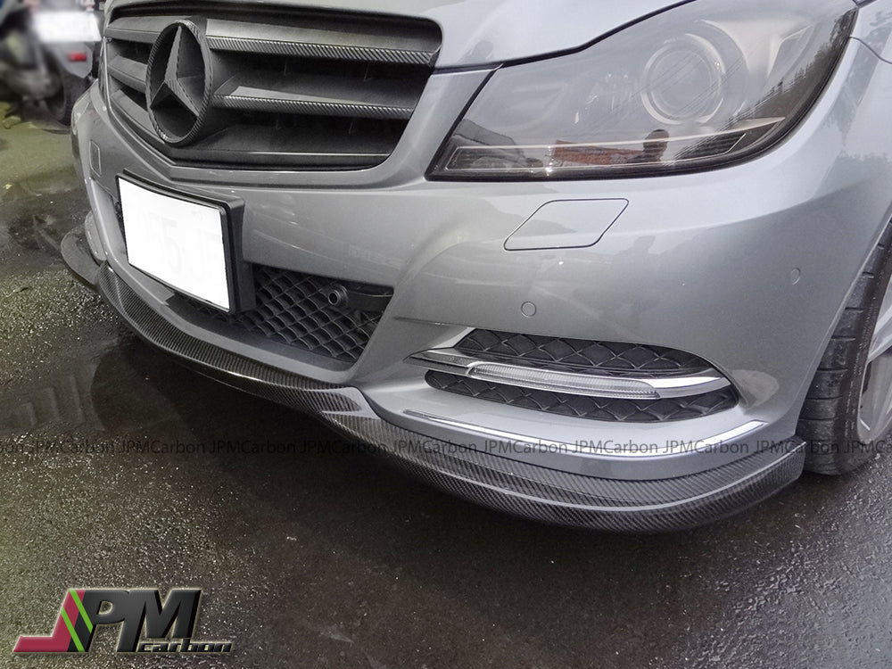 [JPMCarbon] GH Style Carbon Fiber Front Bumper Add-on Lip Fits For 2012-2014 Mercedes-Benz W204 C204  Facelift C-Class with Standard Package Only