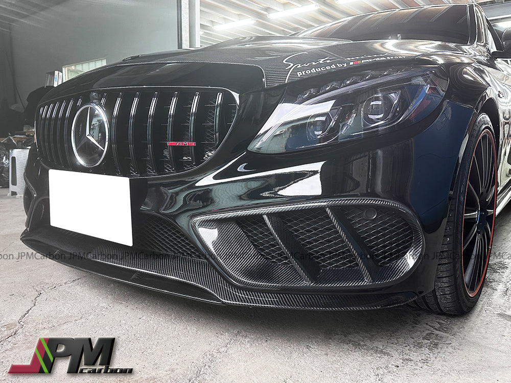 [JPMCarbon] Carbon Fiber Front Bumper Vent Add-on Covers Fits For 2015-2018 Mercedes-Benz W205 Pre-facelift C-Class w/  AMG Sport Package