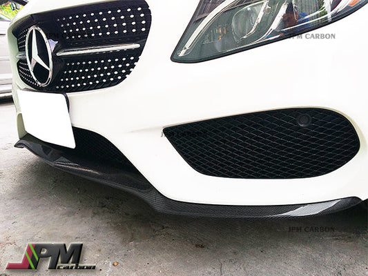 [JPMCarbon] Carbon Fiber Front Bumper Add-on Cover Lip Fits For 2015-2018 Mercedes-Benz W205 Pre-facelift C-Class with AMG Sport Package Only