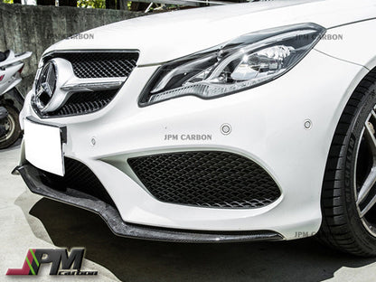 Carbon Fiber Front Bumper Add-on Cover Lip Fits For 2014-2017 Mercedes-Benz C207 Facelift E-Class with AMG Sport Package Only
